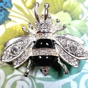 Vintage Rhinestone Enamel Bumblebee Brooch Pin